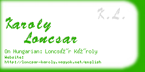 karoly loncsar business card